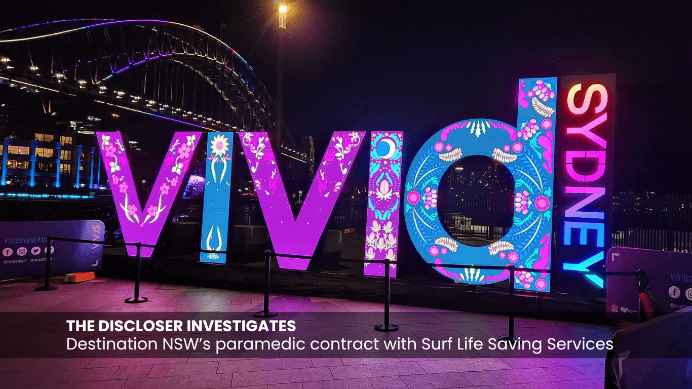 Crowds and illuminated installations at Vivid Sydney.